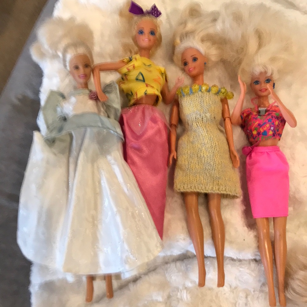 Barbie Doll Lot - Blonde Fashion Dolls in Pink, Yellow, White